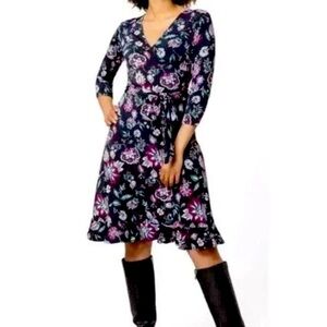 Leota Stitch Fix Reye Floral Jersey Faux Wrap Dress Black Size PXS